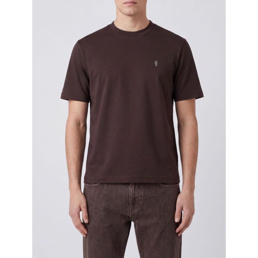 Eleventy Slim Fit Crewneck T-Shirt In Pure Cotton With Tone-On-Tone Logo